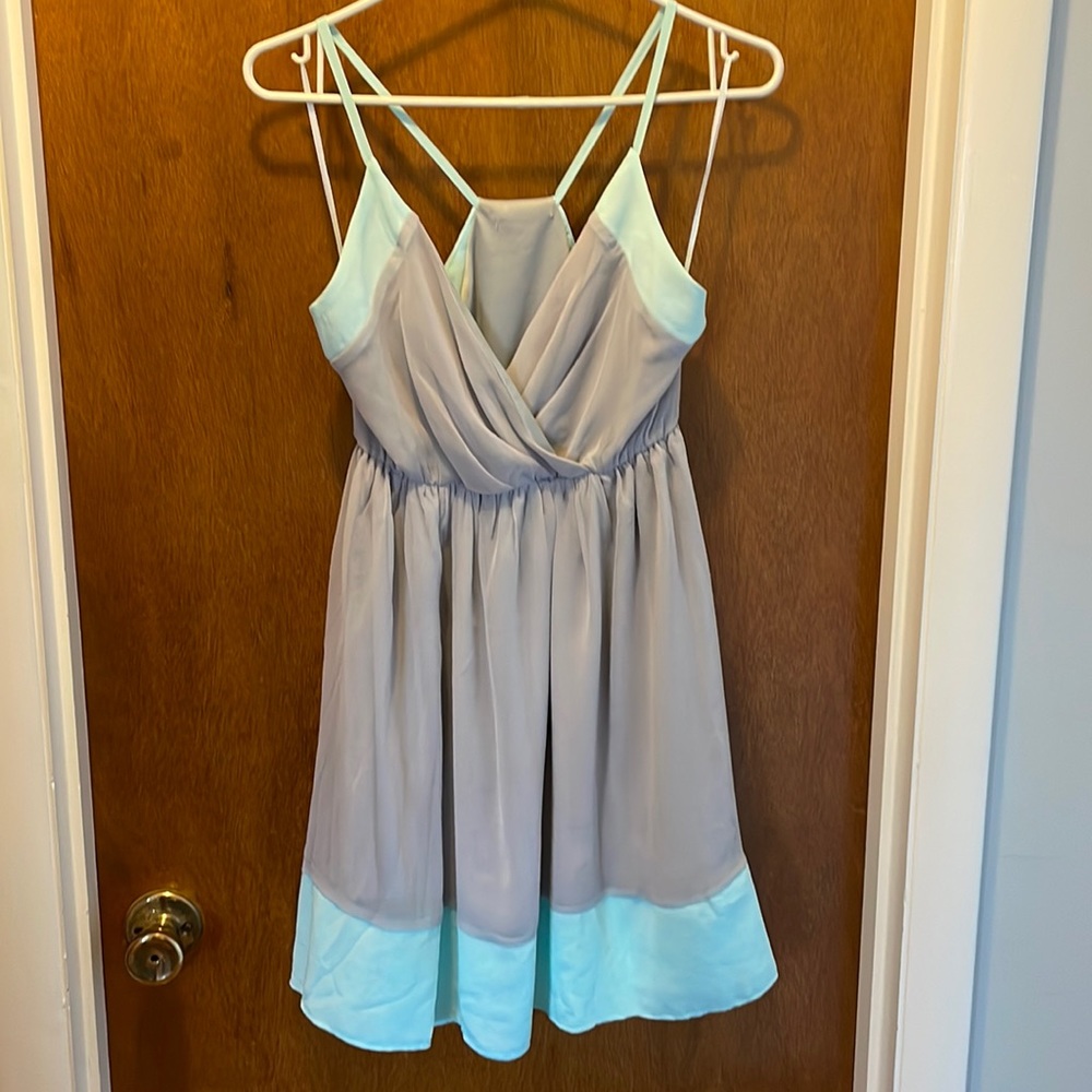 LULUS Exclusive Raise the Stakes Mint and Grey Dress